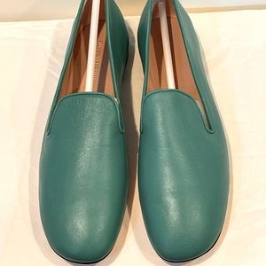 New Stuart Weitzman teal leather loafer.